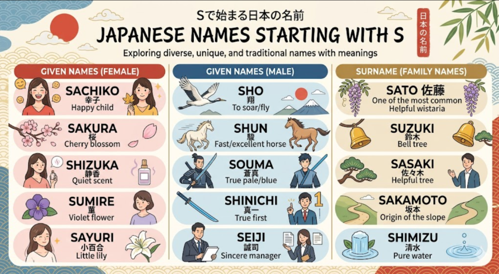 japanese names starting with s